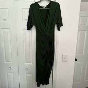Solana Ruched Dress, hunter green, L